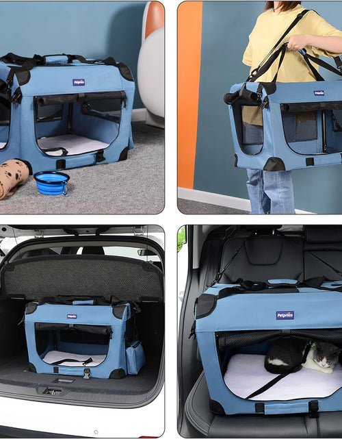 Load image into Gallery viewer, Portable Collapsible Dog Crate, Travel Dog Crate 24X17X17 with Soft Warm Blanket and Foldable Bowl for Large Cats &amp; Small Dogs Indoor and Outdoor
