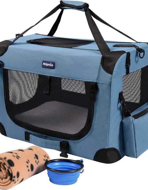 Load image into Gallery viewer, Portable Collapsible Dog Crate, Travel Dog Crate 24X17X17 with Soft Warm Blanket and Foldable Bowl for Large Cats &amp; Small Dogs Indoor and Outdoor

