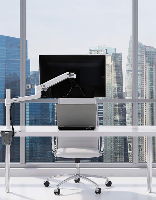 Load image into Gallery viewer, – LX Monitor Arm, Single Monitor Desk Mount – Fits Flat Curved Ultrawide Computer Monitors up to 34 Inches, 7 to 25 Lbs, VESA 75X75Mm or 100X100Mm – Tall Pole, White
