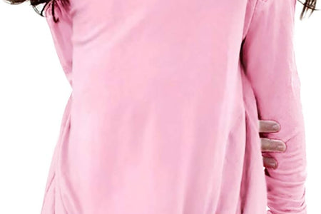 Girls Casual Tunic Tops Knot Front Long Sleeve Loose Soft Blouse T-Shirt Size 4-13