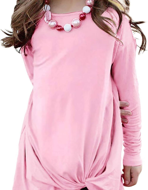 Load image into Gallery viewer, Girls Casual Tunic Tops Knot Front Long Sleeve Loose Soft Blouse T-Shirt Size 4-13
