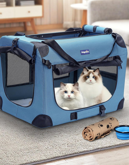 Load image into Gallery viewer, Portable Collapsible Dog Crate, Travel Dog Crate 24X17X17 with Soft Warm Blanket and Foldable Bowl for Large Cats &amp; Small Dogs Indoor and Outdoor
