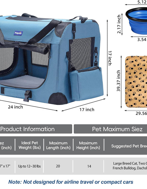 Load image into Gallery viewer, Portable Collapsible Dog Crate, Travel Dog Crate 24X17X17 with Soft Warm Blanket and Foldable Bowl for Large Cats &amp; Small Dogs Indoor and Outdoor
