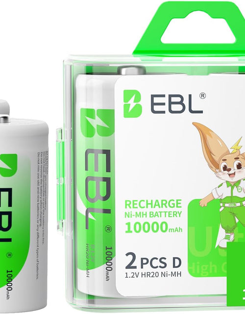 Load image into Gallery viewer, D Cell Batteries 10,000Mah Ultra Pro Ni-Mh Rechargeable D Batteries, 4-Pack(Battery Storage Case Included)
