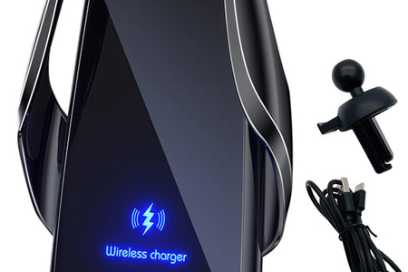 Wireless Car Charger Automotive Electric Induction 15W Wireless Charger Car Vent Mount Bracket Fast Charging Auto-Clamping Car Phone Holder Mount Air Vent Phone Holder Black…