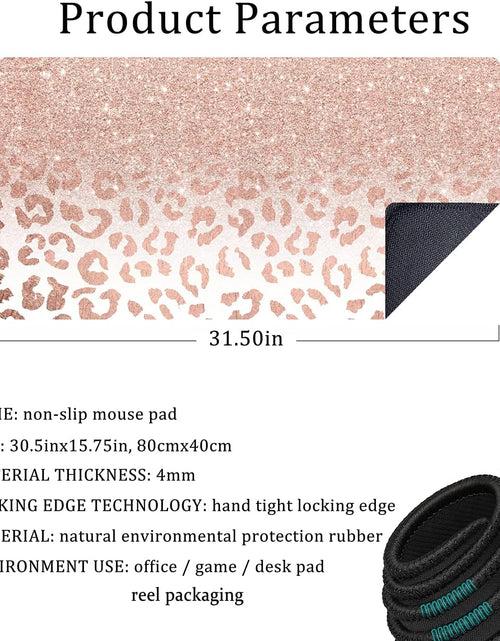 Load image into Gallery viewer, Desk Mat XXL Mouse Pad, Pink Rose Gold Leopard Print Office Supplies and Accessories Decor for Women 31.5X15.75In,Stitched Edges Smooth Non-Slip Bottom, Large Pad
