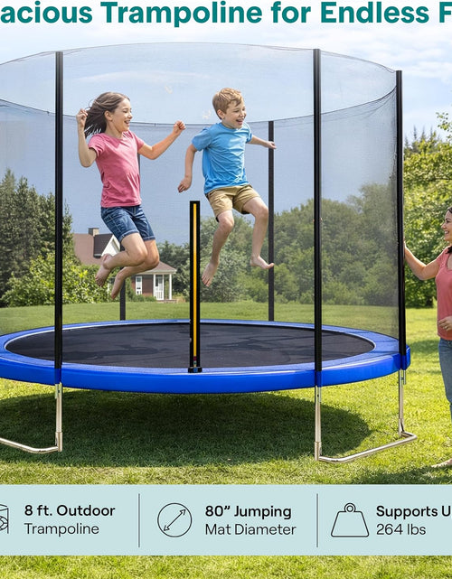 Load image into Gallery viewer, ASTM Approved Trampoline with Net Enclosure – Stable, Strong Kids and Adult Trampoline with Net – Outdoor Trampoline for Kids, Teens and Adults – Reinforced Kids, Blue,
