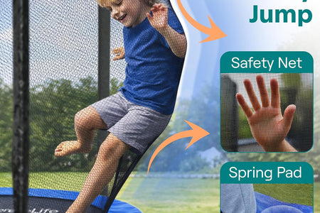 ASTM Approved Trampoline with Net Enclosure – Stable, Strong Kids and Adult Trampoline with Net – Outdoor Trampoline for Kids, Teens and Adults – Reinforced Kids, Blue,