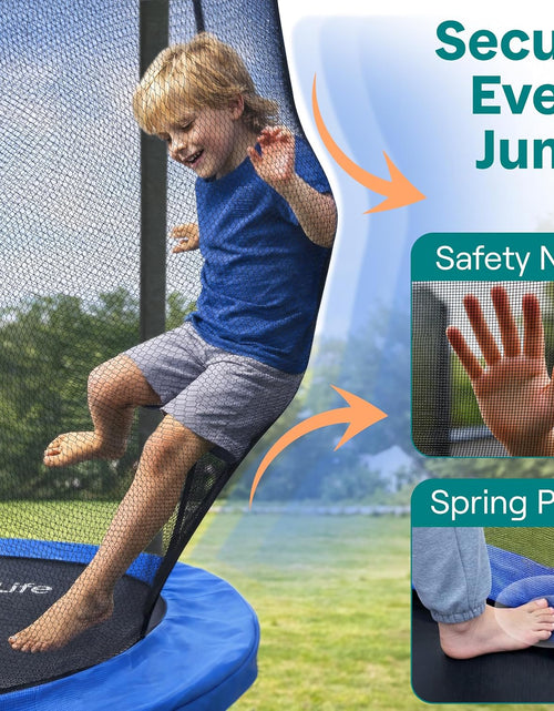 Load image into Gallery viewer, ASTM Approved Trampoline with Net Enclosure – Stable, Strong Kids and Adult Trampoline with Net – Outdoor Trampoline for Kids, Teens and Adults – Reinforced Kids, Blue,
