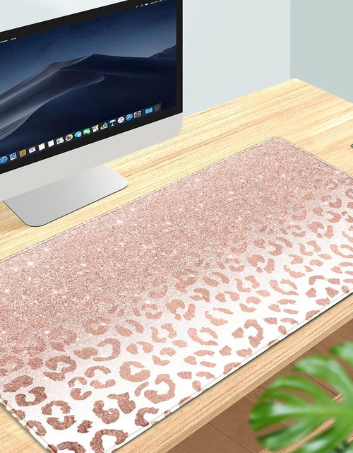 Load image into Gallery viewer, Desk Mat XXL Mouse Pad, Pink Rose Gold Leopard Print Office Supplies and Accessories Decor for Women 31.5X15.75In,Stitched Edges Smooth Non-Slip Bottom, Large Pad
