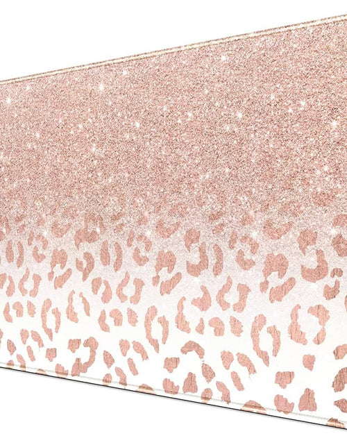 Load image into Gallery viewer, Desk Mat XXL Mouse Pad, Pink Rose Gold Leopard Print Office Supplies and Accessories Decor for Women 31.5X15.75In,Stitched Edges Smooth Non-Slip Bottom, Large Pad
