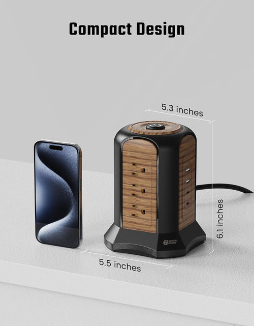 Load image into Gallery viewer, Power Strip Tower Surge Protector, 10 Ft Extension Cord with Multiple Outlets, 9 Outlets, 4 USB Ports (2 USB C), 1080 Joules, 3-Prong, Grounded, Charging Station for Home, Office, Brown
