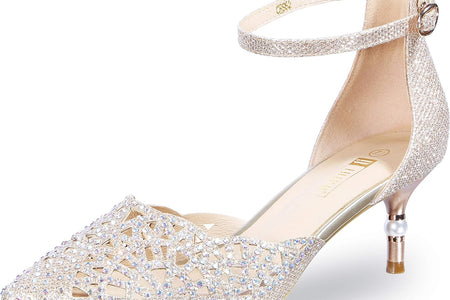 Women'S IN2 Candice Wedding Rhinestones Sequins Low Kitten Heels Pumps Dress Evening Shoes for Women Bridal Bride